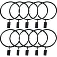 thumbnail image 1 of 10 Pack Metal Curtain Rings with Clips Drapery Decorative Rustproof for Window Shower Room Black Color(ID 1.5 Inch,38 mm), 1 of 5