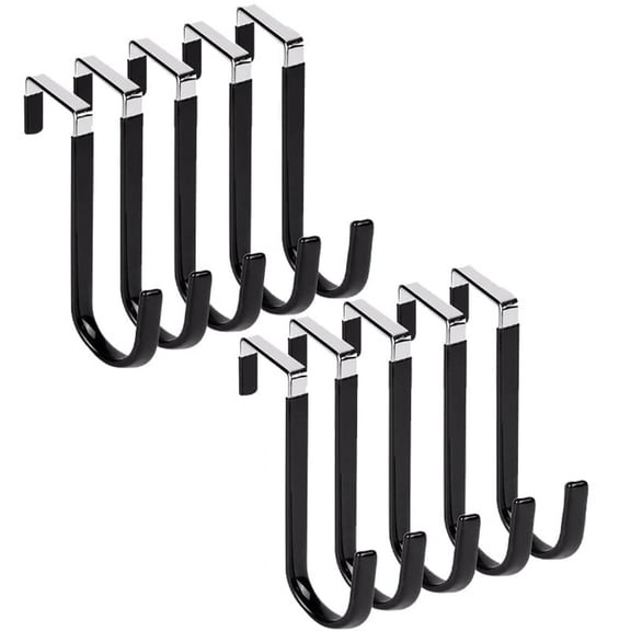 10 Pack Metal Over Door Hooks With Soft Rubber Surface, Heavy Duty Organizer Over The Door Hangers for Clothes, Umbrellas, Bag, Towels, Hats