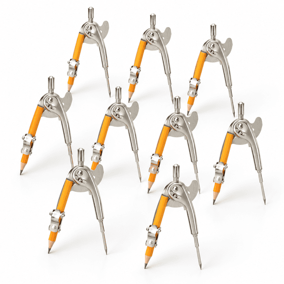 10 Pack Metal Math Geometry Compasses with Attached Pencils for School Classroom Office