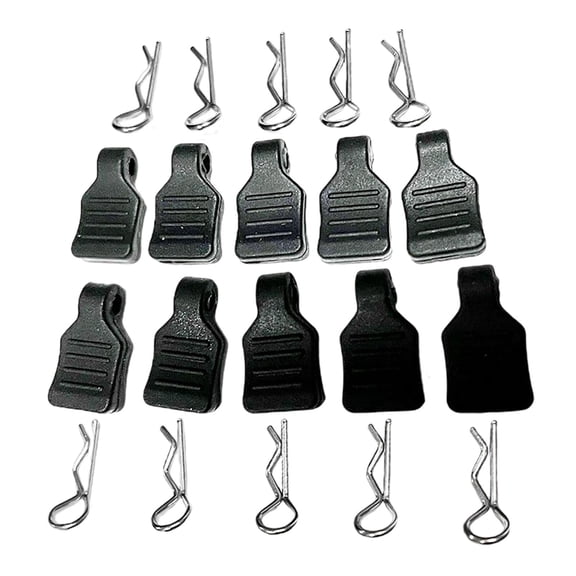 10-Pack Metal RC Car Body Clips R Pins with 10 Tab Body Shell Pin Universal for 1:24 1:18 RC Car Crawler Truck Replacements Accessory , Black