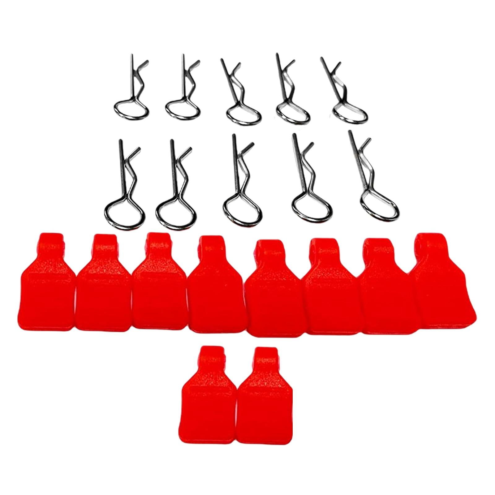 MOHERO Metal Body Clips With Pull Tabs For 1/24 Axial SCX24 RC Crawler - Replacement Pins (Red)