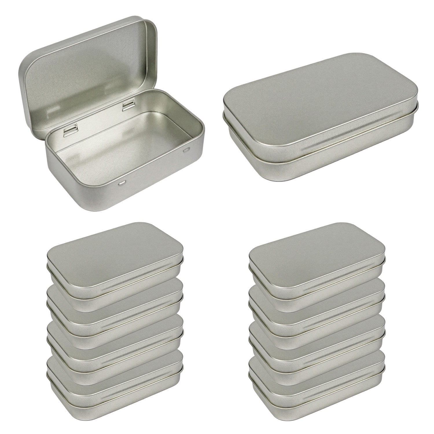 Hotop 8.5 by 5.3 by 1.9 Inch Silver Rectangular Empty Tin Box Containers,  Gift, Jewelery and Storage Tin Kit, Home Organizer