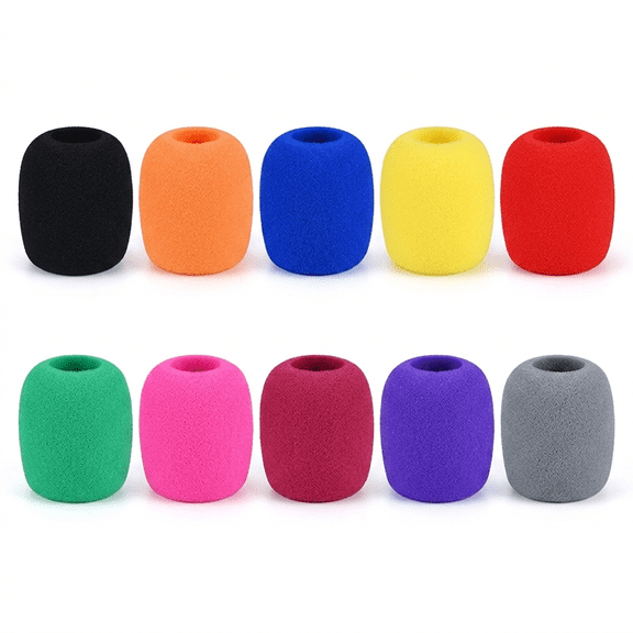 Microphone Windscreen, 10 Pack Thickened Foam Mic Cover in 10 Colors, Breathable Protective Sponge Mic Covers for Singing, Recording, KTV, and Stage Performance