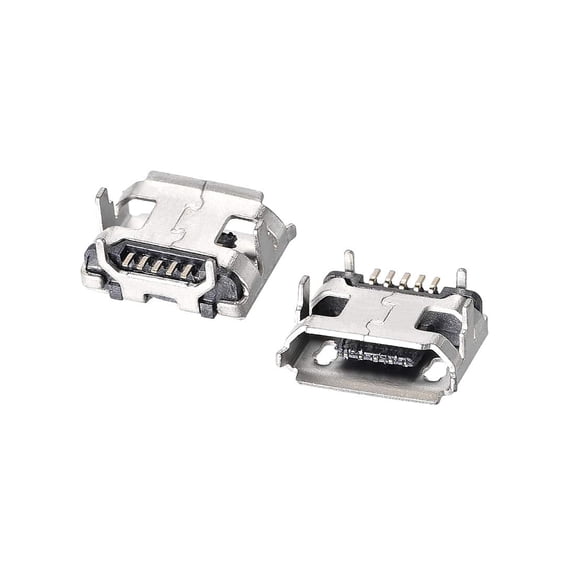 10-Pack Micro USB Female Socket Connectors, 5-Pin DIP 90-Degree Replacement Adapter for PCB Repair, Mobile Power, & DIY Electronics