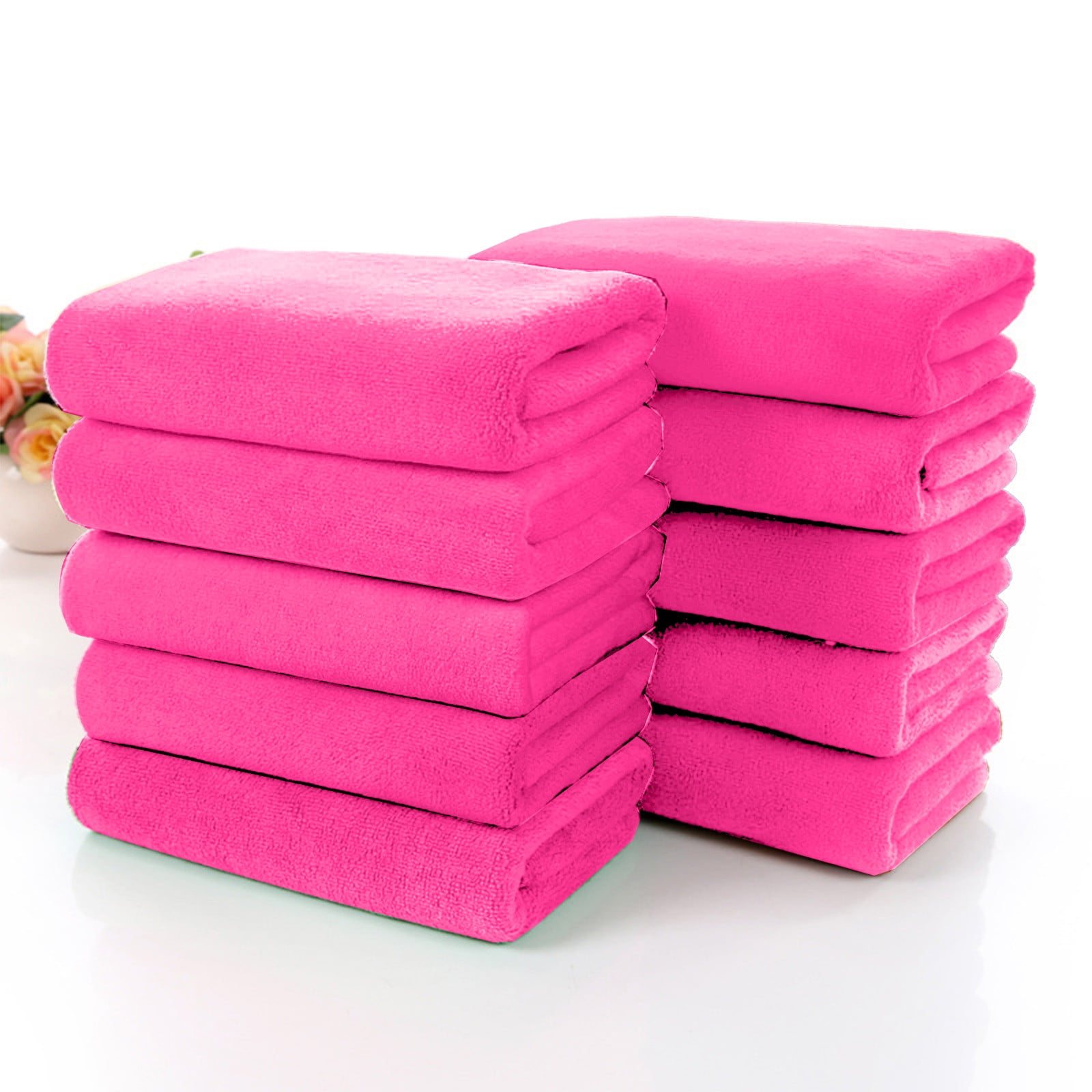 10 Pack Microfiber Bath Towels, Soft Washcloths, Highly Absorbent Extra Large Towels, Quick Drying, for Shower Summer Sport Pool Beach Bathroom