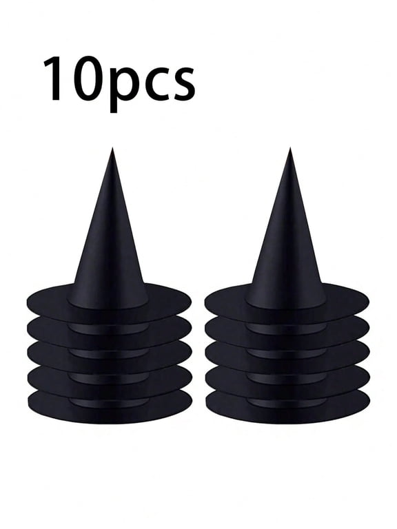 10 Pack Mini Black Witch Hats, Small Felt Witch Cone Hats, Halloween Party Decor Mini Witch Hat Ornaments for Crafts, Cupcake Toppers, Doll Accessories