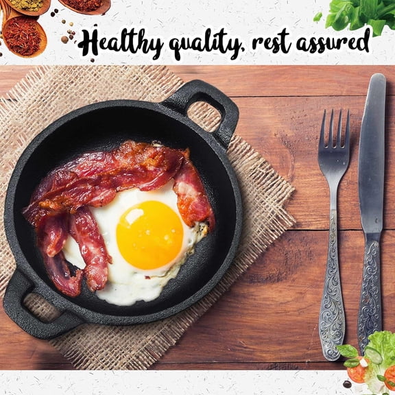 10 Pack Mini Cast Iron Skillets - 5 x 5 x 1.3 Inch Cast Iron Pan, Black Casserole Dish, Oven Safe, for Kitchen Indoor Outdoor Picnic