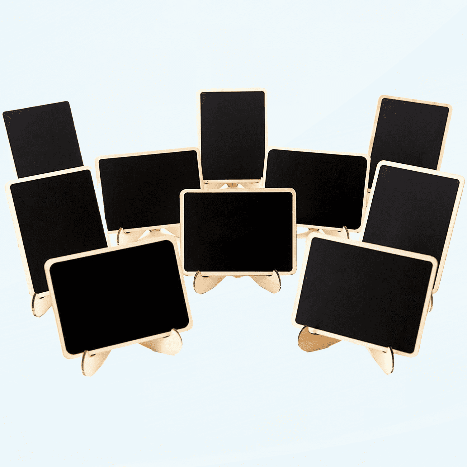 10 Pack Mini Chalkboards Signs with Easel Stand, Small Rectangle Chalkboards Blackboard, Wood