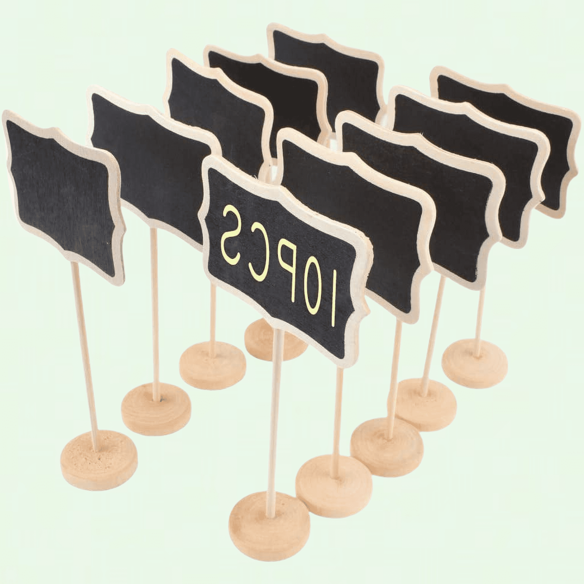 10 Pack Mini Chalkboards Signs with Stand, Small Wood Erasable Labels for Buffet, Food, Plants