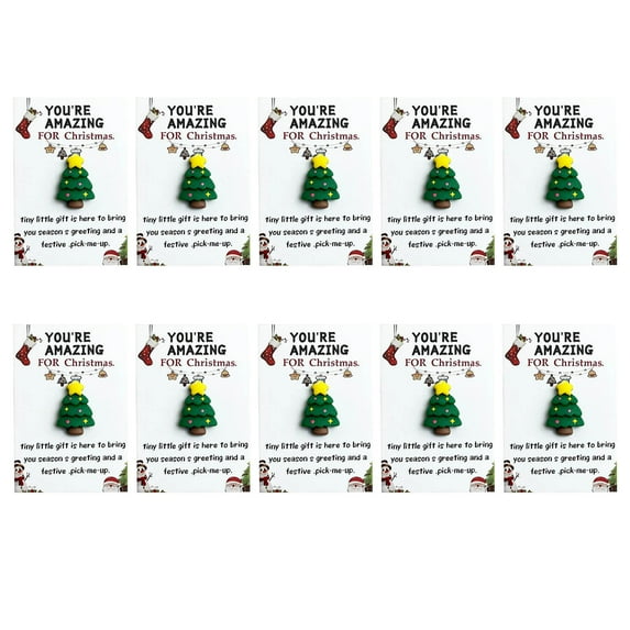 10-Pack Mini Christmas Card Set with Organza Bag, Small Gift Card and Tag for Stocking Stuffer, Holiday Greeting Card with Red Ribbon(A)