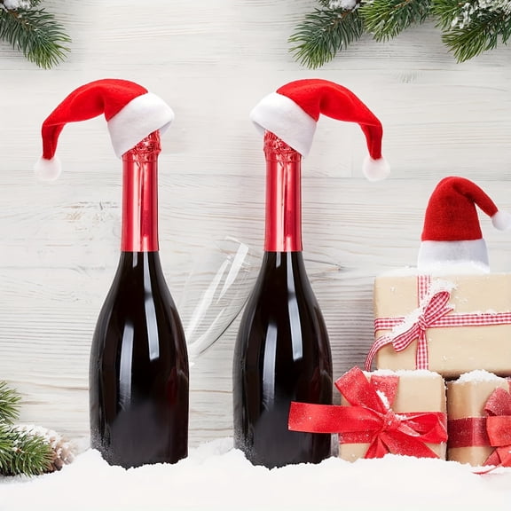 10-Pack Mini Red Santa Hats, Christmas Silverware Holders & Cup Cover Toppers, Reusable Festive Table Decorations for Holiday Party, Dining Table & Home Celebration