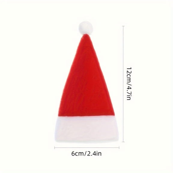 10-Pack Mini Red Santa Hats, Reusable Christmas Table Decor, Small Santa Hat Silverware Holders Cup Covers for Holiday Party Festive Decoration