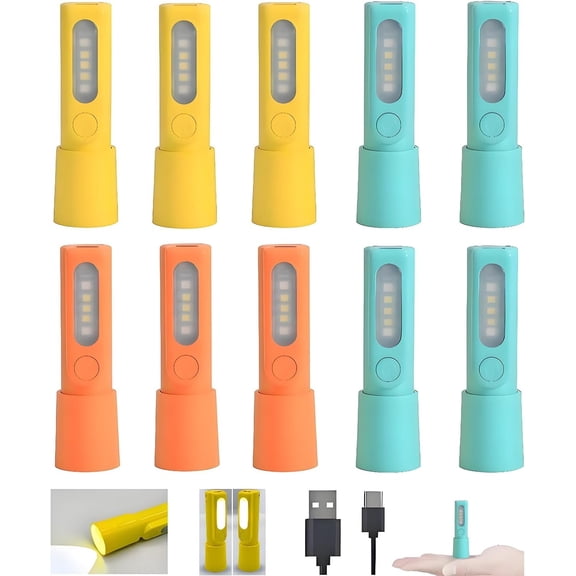 10 Pack Mini Small LED Flashlights,USB C Rechargeable FlashLights,Camping Lantern Combo Flashlight,Ultralight Zoomable Flashlights for , , Camping , Walking,Bulk for Gifts
