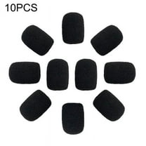 10 Pack Mini Small Size Lapel Headset Microphone Windscreen Foam Cover, Washable, Black