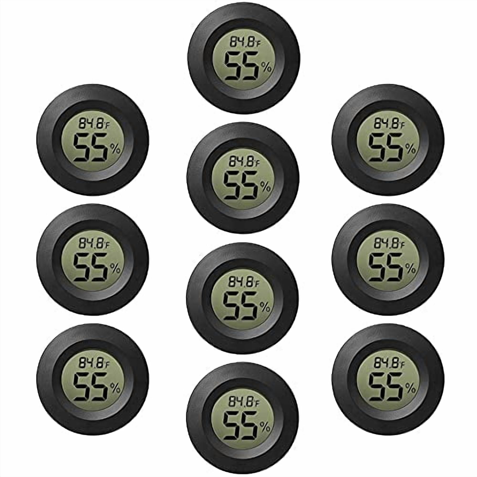 10-Pack Mini Thermometer Hygrometer, Small Digital Electronic Temperature Humidity Meters Gauge Indoor LCD Display for Greenhouse, Garden, Cellar, Fridge, Mason Jar