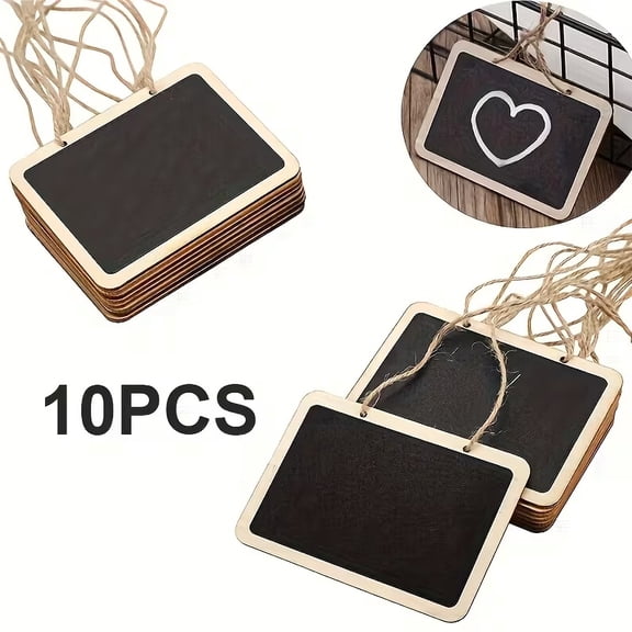 10 Pack Mini Wooden Chalkboard Display Boards for Weddings, Home Decor, Party Signs Customizable Rustic Tabletop Signs for Events, Birthdays, and Seasonal Celebrations