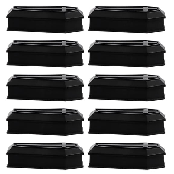 10-Pack Miniature Coffin Model Halloween Prank Props, Small Black Plastic Casket Candy Boxes for Gothic Party Decor and Spooky Tabletop Display