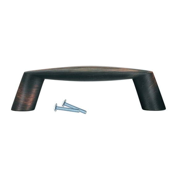 10 Pack Modern Slanted Style 3" (76.2mm) Inch Center to Center, Overall Length 3-25/32" Brushed Oil-Rubbed Bronze Cabinet Hardware Pull / Handle