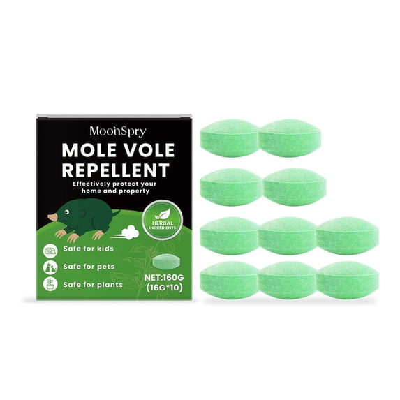 10-Pack Mole Repellent Pills with Mesh Bags, Natural Peppermint and Ginger Formula for Garden and Lawn Protection
