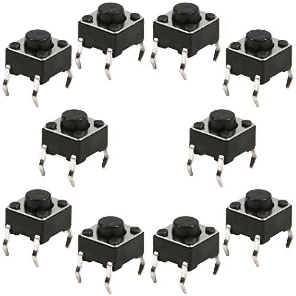 10 Pack Momentary SPST-NO Tact Switch, Size: 6mm x 6mm x 3.5mm ...