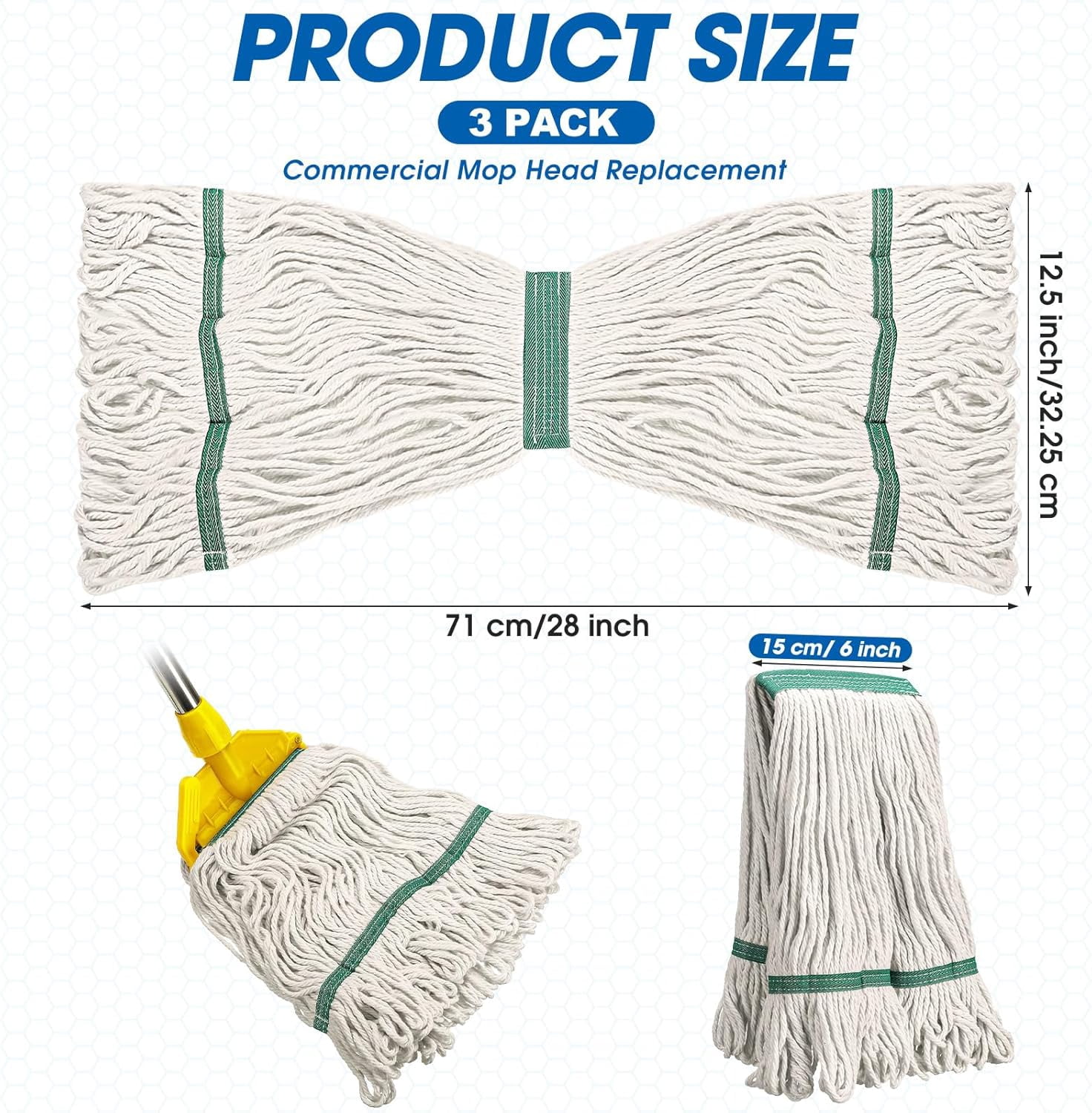 String Refills 10 Pack Mop Heads Replacement Cotton String Mop Heads Heavy Commercial ...