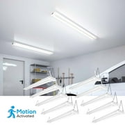 10 Pack Motion Sensor 4FT LED Utility Shop Light, 40W Plug in Linkable Light Fixtures, for Garage, Workshop, 4000lm, 5000K Daylight, Suspension & Flush Mount, FCC, ETL Certified