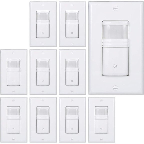 10 Pack Motion Sensor Light Switch, Neutral Wire Required, Single Pole Only (Not 3-Way), Indoor in-Wall Occupancy Sensor with Wall Plate, Adjustable Timer, Title 24, UL Certified, White