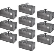 10 Pack Moving Bags w/Backpack Straps, Heavy Duty, Moving Boxes Alternative, Packing Supplies, Large Storage Totes for Dorm Room Essentials with Zipper for Clothes (Clear, 10 Pack)