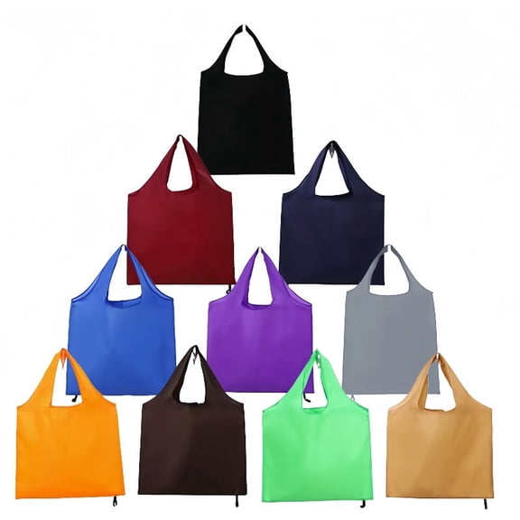 10-Pack Multi-Color Foldable Reusable Grocery Bags - Heavy Duty with Handles, Ideal for Market, Travel & Storage (For Women & Men)