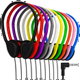 thumbnail image 1 of 10 Pack Multi Color Kid's Wired On Ear Headphones, Individually Bagged, Disposable Headphones Ideal for Students in Classroom Libraries Schools, Bulk Wholesale (Mixed Colors), 1 of 5