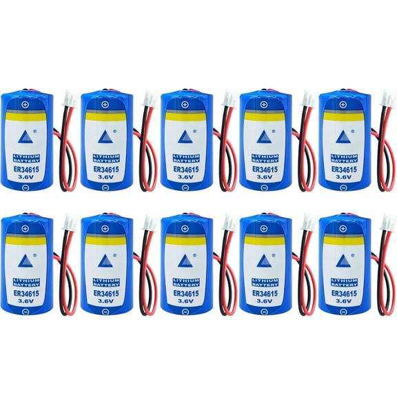 (10-Pack) Multipurpose Battery for ER34615 3.6V Cell 19000mAh D Size Li-Battery with Plug