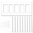 thumbnail image 1 of [10 Pack] NEU 5-Gang Screwless Decorator Wall Plates Child Safe Outlet Cover, 4.75" x 10", Unbreakable Polycarbonate Thermoplastic, Glossy White, 1 of 1