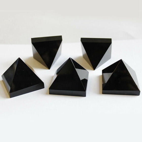 10-Pack Natural Black Obsidian Quartz Crystal Pyramid Healing Energy Stone -