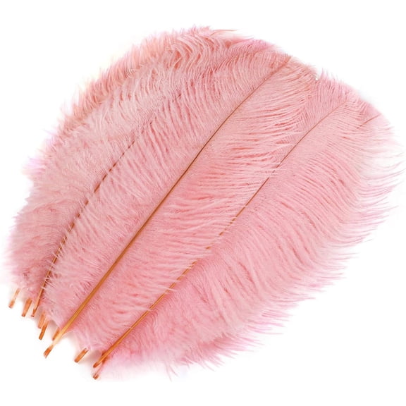 10 Pack Natural Ostrich Feathers, 10-12 in (25-30cm) Crafts DIY Plume Feather for Centerpieces Home Wedding Party Table Decoration - Pink