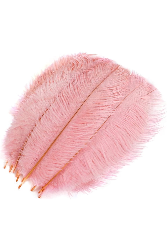 10 Pack Natural Ostrich Feathers, 10-12 in (25-30cm) Crafts DIY Plume Feather for Centerpieces Home Wedding Party Table Decoration - Pink