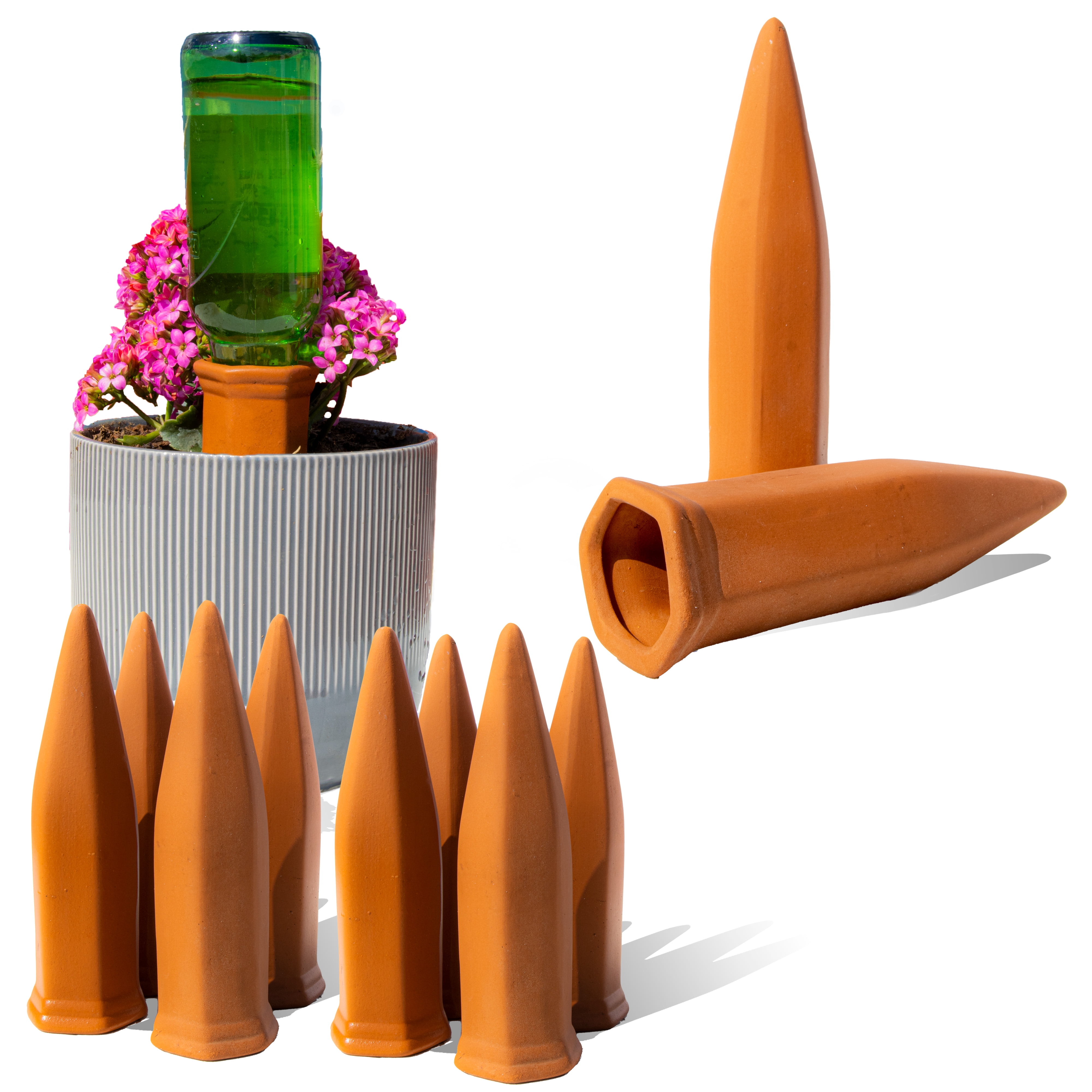 10Pack Natural Self Watering Spikes Terracotta Automatic Plant Waterer for Indoor & Outdoor