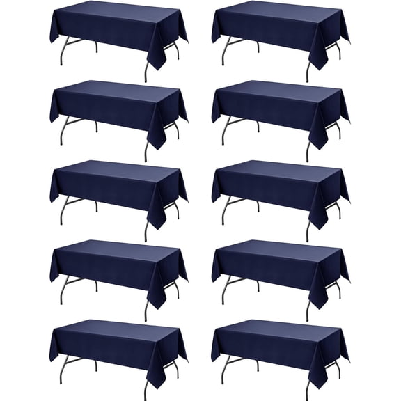 10-Pack Navy Blue Rectangle Tablecloths, 60 x 102 Inches, Stain-Resistant Polyester