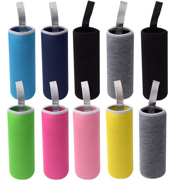 10 Pack Neoprene Water Bottle Sleeve 12 oz - 18 oz Bottle Cozy Insulated Glass Water Bottle Cover (Multi-Color)