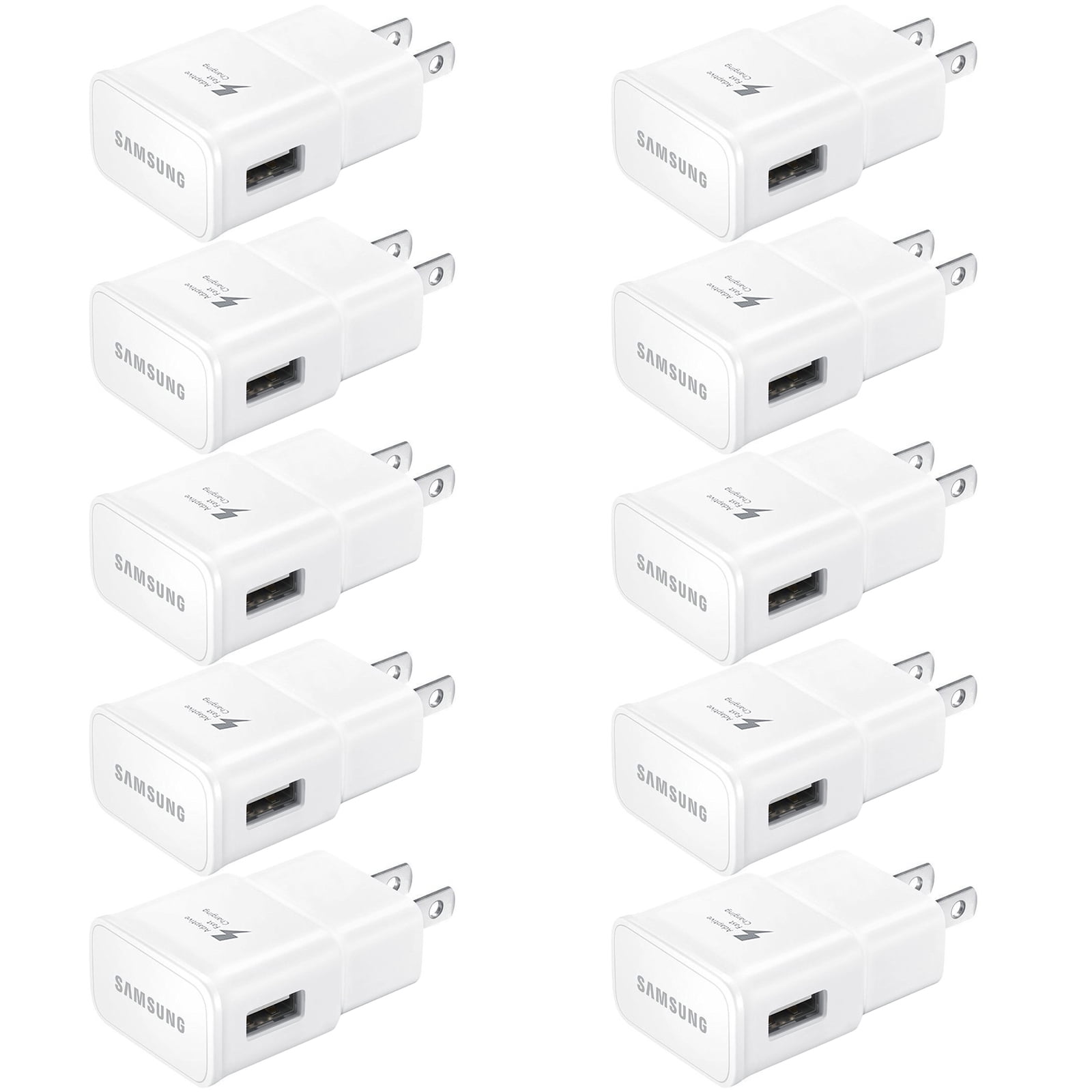 10-Pack New OEM Samsung fast Adaptive Wall Charger for Galaxy S7 S6 Note 5 4 Edge EP-TA20JWS / ECB-DU4EWE For Samsung Galaxy S6 Edge S7 Edge S8 S8+ S9 S9+ Note 8 9 - White