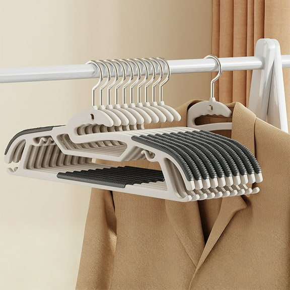 10 Pack Non-Slip Plastic Clothes Hangers, Space-Saving, Windproof Hooks, Multi-Function for Wet or Dry Use, Anti-Slip Shoulders, Household Closet Organizer, Gray/Black/Orange/Navy