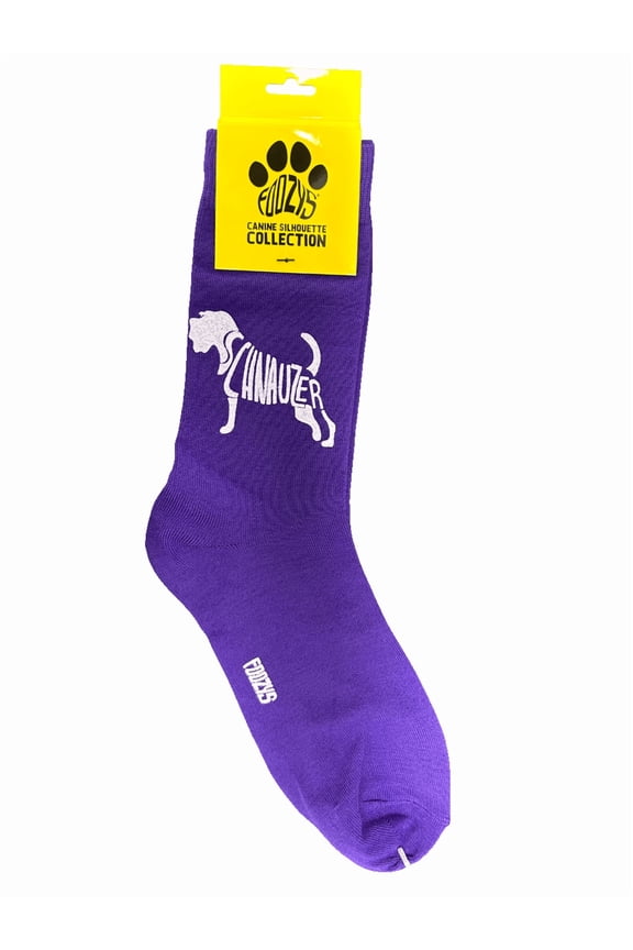 10 Pack Novelty Crew Socks with Silhouette Schnauzer Dog Print, One Size Fits Most Women, Men, Funny, Cute Gift Idea for Dog Lovers, Comfortable, Stylish, Perfect for Daily Wear, Bulk, Purple