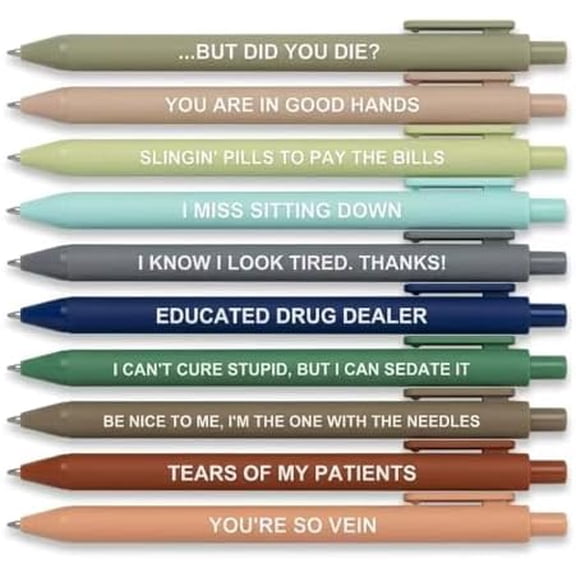 10 Pack Nurse Pens Gift Set, Aesthetic Nursing Essentials, Funny Nurse Appreciation Gift for Nurse Week, Work & Graduation, Retractable Black Gel Ink Pens for CNAs, RNs & Women Nursing Students