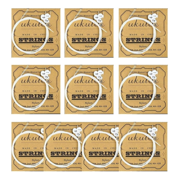 10 Pack Nylon Ukulele Strings Replacement for Soprano/Concert/Tenor Ukulele 0.024-0.028 Gauge
