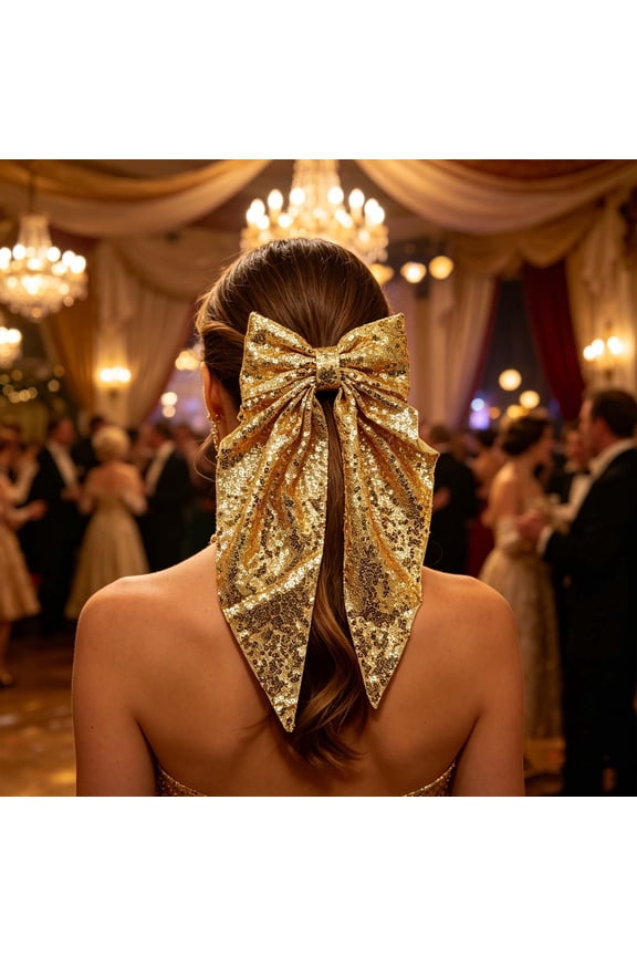 10 Pack Of Sequined Bow Hair Clip Back Of Head Ribbon Spring Clip Style Hair Accessory For Women