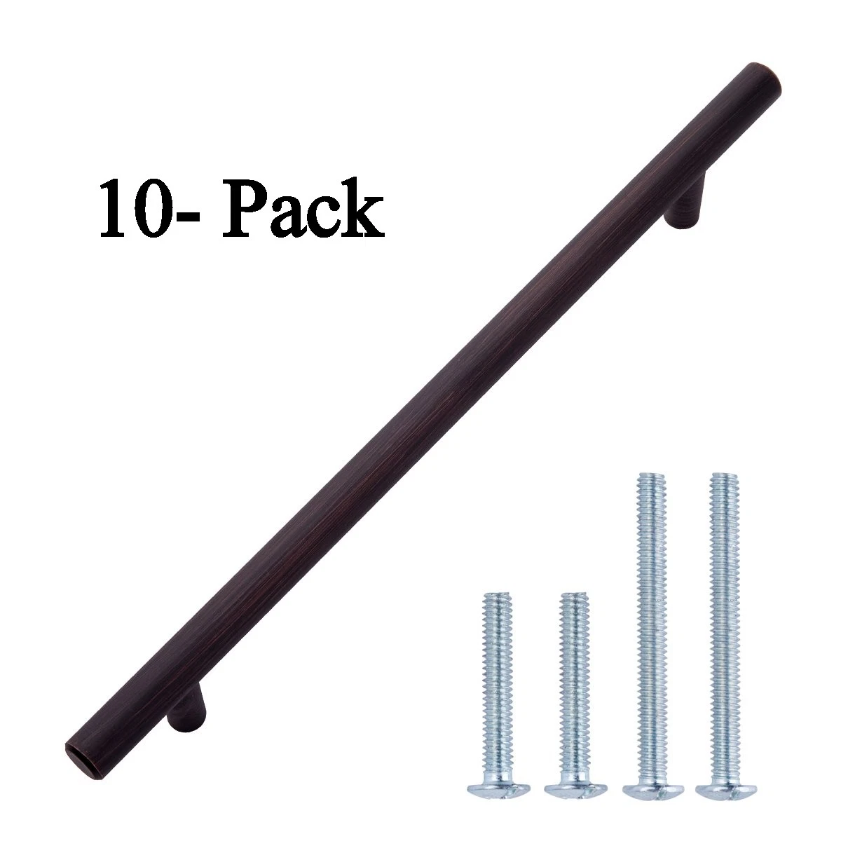 10- Pack Oil Rubbed Bron Euro Bar Cabinet Handle, 10