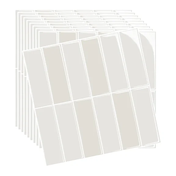 10-Pack Olive Green Striped Wall Stickers 1010 Inch, Self-Adhesive Peel and Stick Wall Decals for Kitchen Bathroom Bedroom