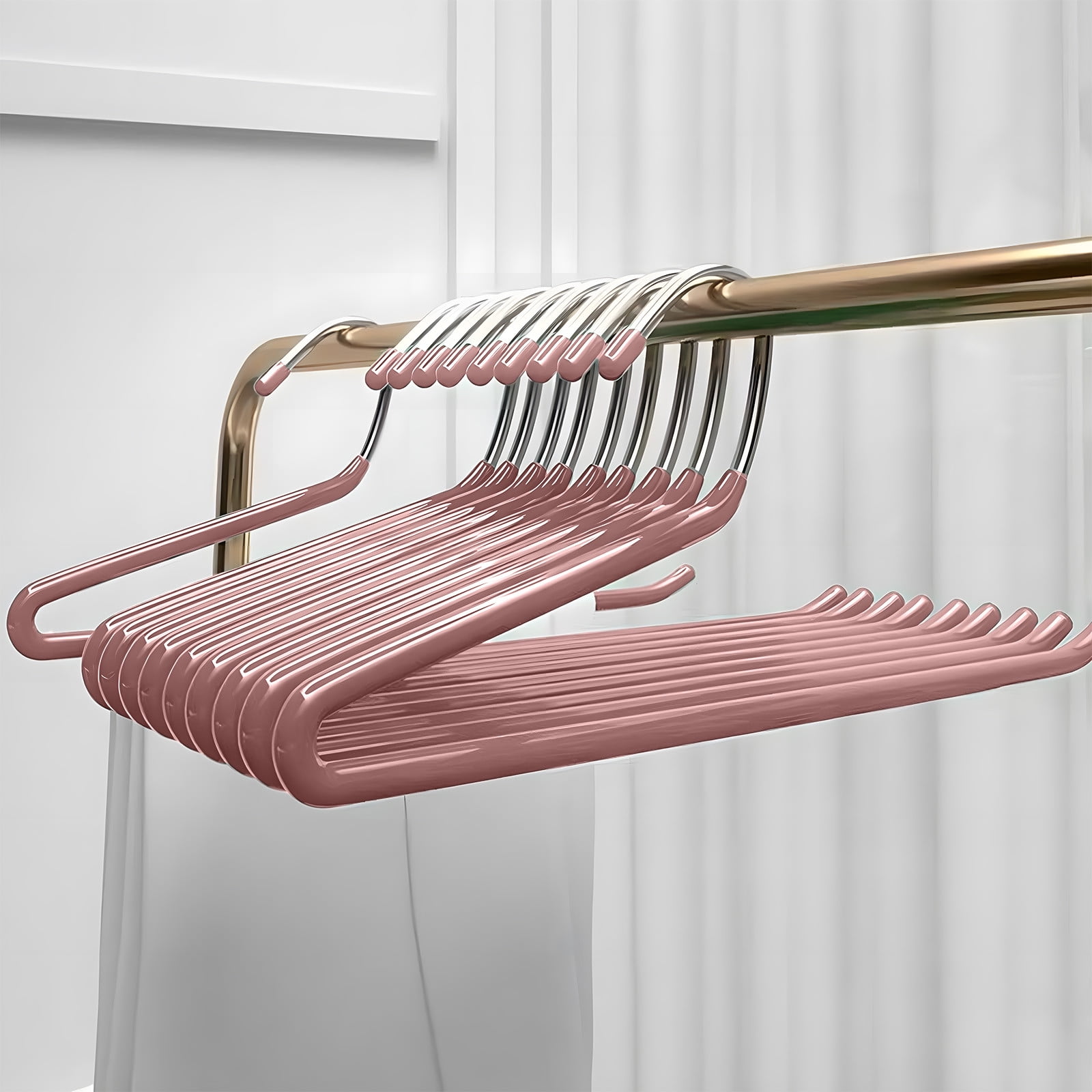 10 Pack Open Ended Pants Hangers, Heavy Duty Non Slip for Closet, Space Saving Trouser Hangers, Non Marking Contoured Hangers, Metal Pant Hanger for Jeans, Trouser, Leggings, Slacks, Underwear