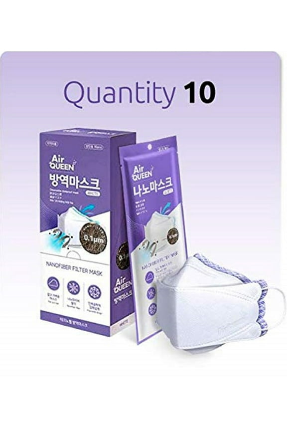 [10 Pack] Original Air-QUEEN 3-Layers Nano Fiber Filter for Adults, Individually Packaged [Made in Korea]