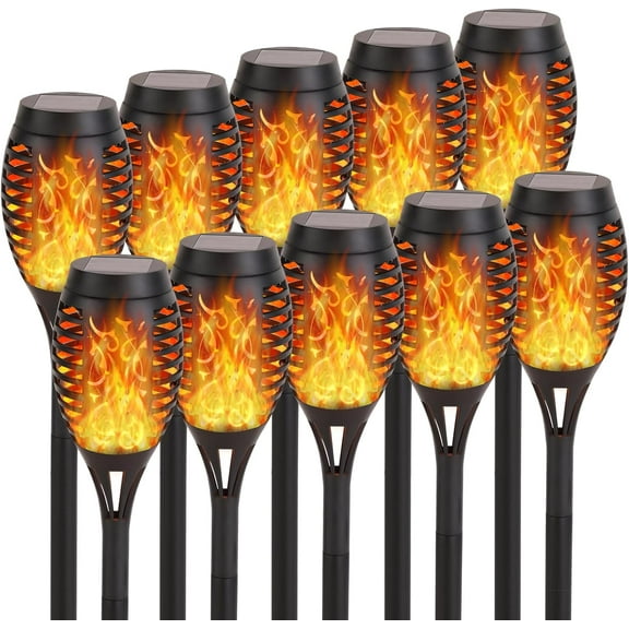 10 Pack Outdoor Flickering Solar Light, CATGOOD LED Solar Flame Lights, Waterproof Solar Torch Lights, Pathway Torch Lights for Garden Patio Decoration