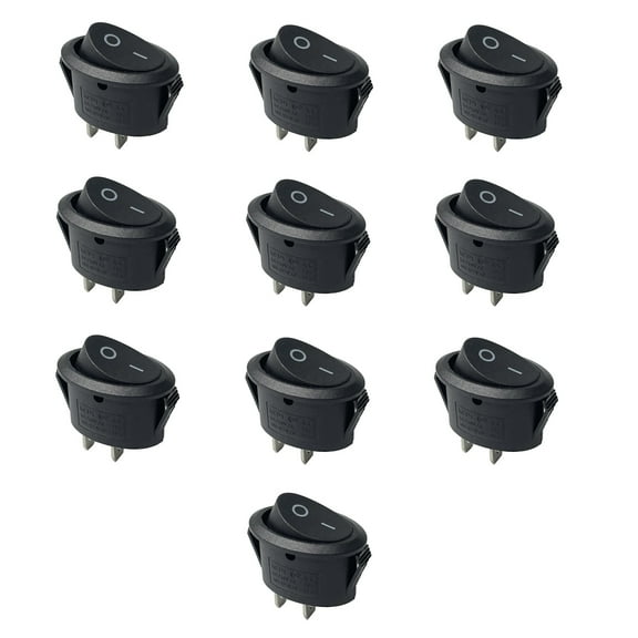 10-Pack Oval Boat Rocker Switch 2 Terminal 2 Position On/Off AC 125V/10A 250V/6A (10X 2 Pin Oval On-Off Switch Black)